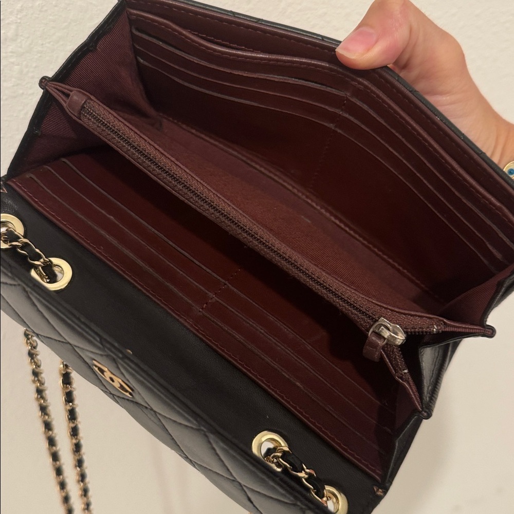 Authentic CHANEL Wallet on Chain Black Quilted Lambskin Gold Chain WOC - Picture 16 of 17